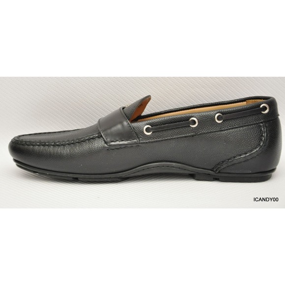Salvatore Ferragamo Italy Pebbled Leather Moc Driving Loafer Slip-On Black 9 New main image 6